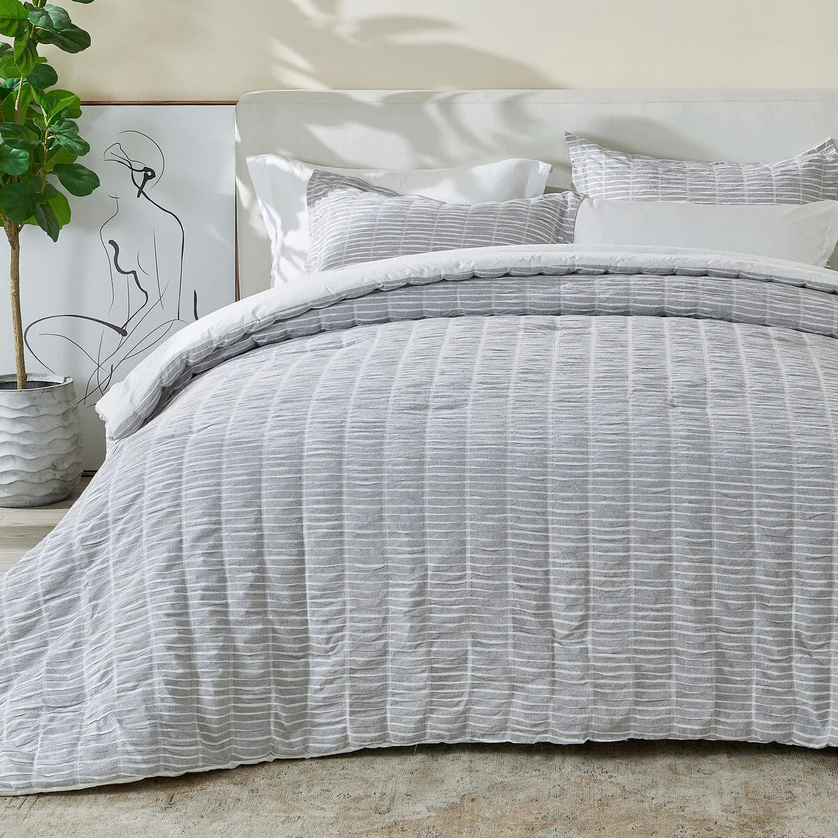Patina Vie Maison Down Alternative Reversible Puckered Stripe 3 Pc. Comforter Set