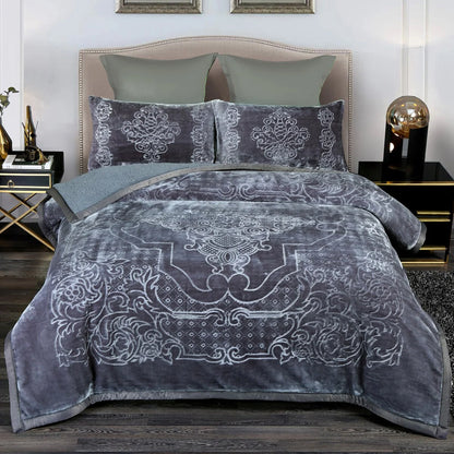 Ultra Plush Printed 3-piece Sherpa Borrego Comforter Set