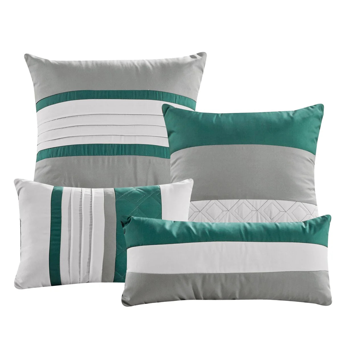 Wellco Bedding Comforter Set Bed In A Bag - 7 Piece Luxury Bedding Sets - Oversized Bedroom Comforters, Green