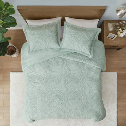 Madison Park Nova Embroidered Medallion Faux Fur Plush Comforter Set