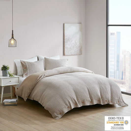 Adalyn 4 Piece Cotton and Rayon from Bamboo Blend Waffle Weave Comforter Cover Set w/removable insert by Clean Spaces