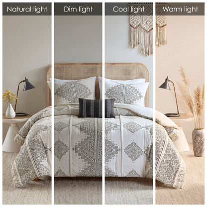 Madison Park Alba 4 Piece Printed Comforter Set with Throw Pillow
