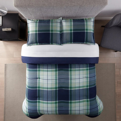 Serta Simply Clean Scott Plaid Antimicrobial Bedding Set with Sheets