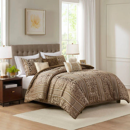 Madison Park Bella 6 Piece Jacquard Comforter Set with Throw Pillows