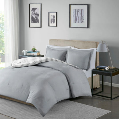 Madison Park Essentials Braydon Reversible Yarn Dyed Stripe Down Alternative Comforter Set