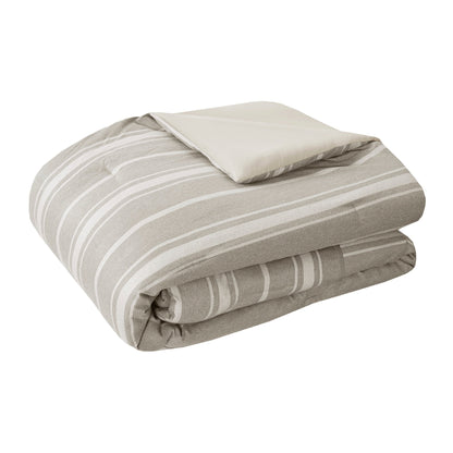 Beautyrest Kent 3 Piece Striped Herringbone Oversized Comforter Set