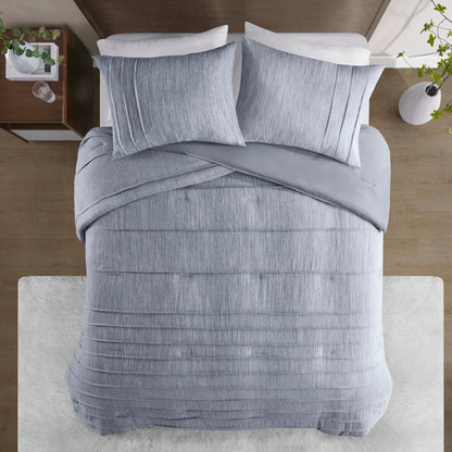 Beautyrest Maddox 3 Piece Striated Cationic Dyed Oversized Comforter Set with Pleats