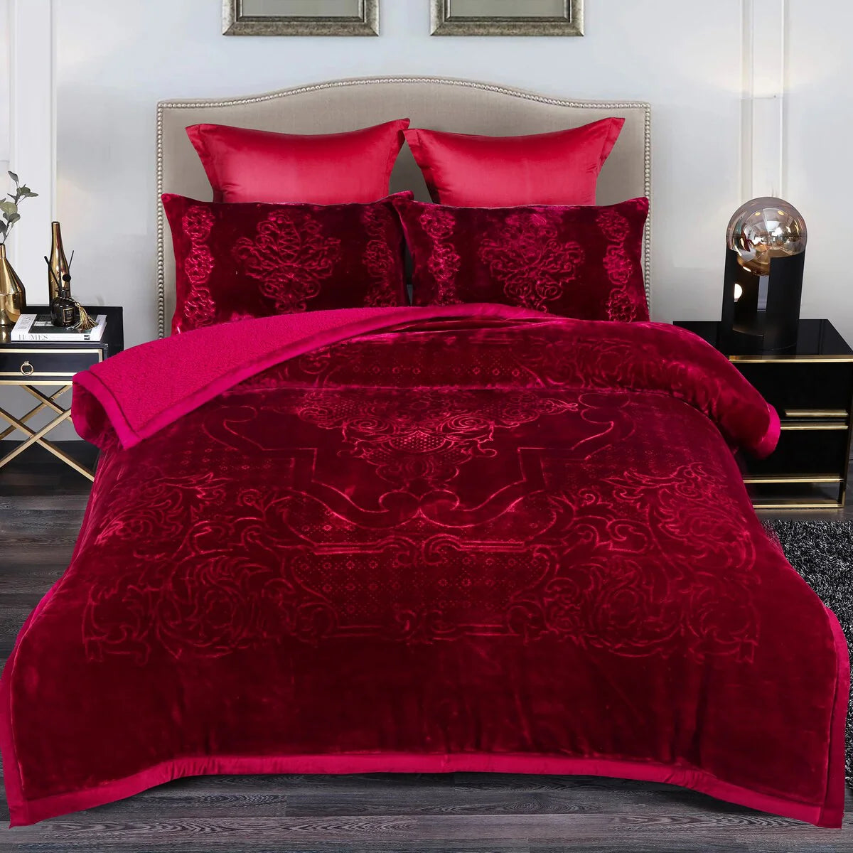 Ultra Plush Printed 3-piece Sherpa Borrego Comforter Set