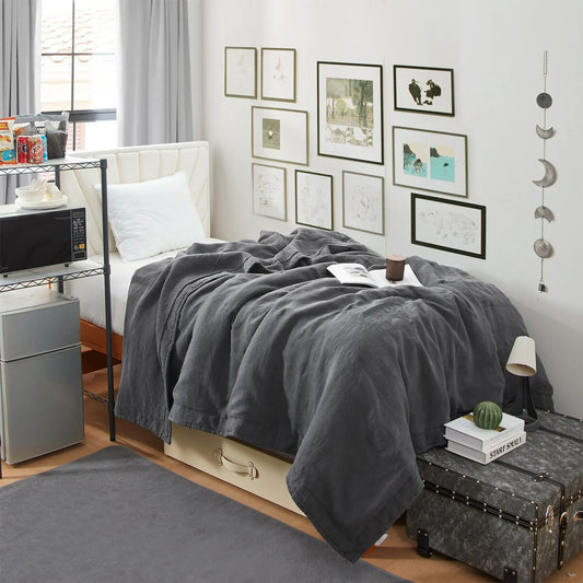 Dark Sky Reserve? - Portugal Made 100% Linen Oversized Comforter - Charcoal Gray