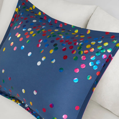 Intelligent Design Cora Rainbow Iridescent Metallic Dot Comforter Set