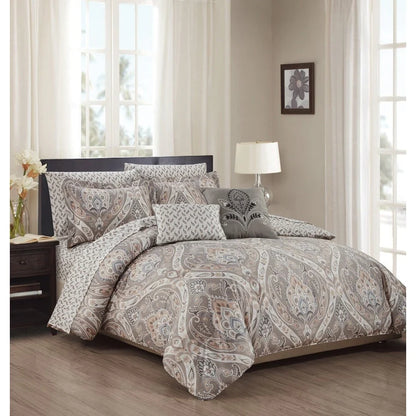 Tisdale 9-Piece Damask Printed Comforter and Sheet Set