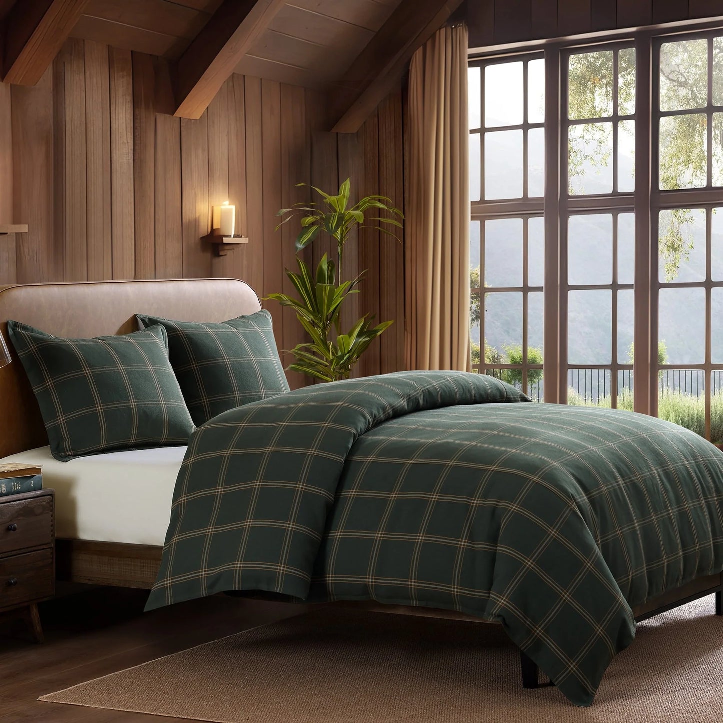 HiEnd Accents Windowpane Plaid Modern Rustic Bedding 3 Piece Comforter Set