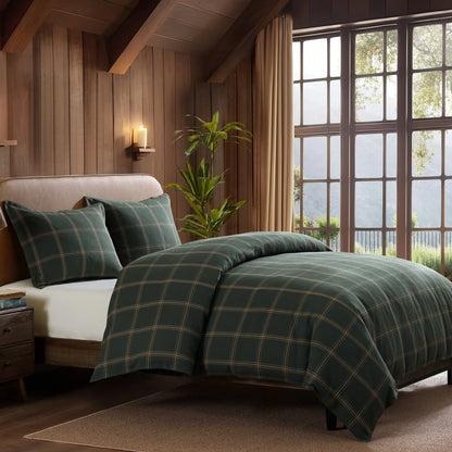 HiEnd Accents Windowpane Plaid Modern Rustic Bedding 3 Piece Comforter Set