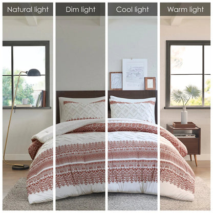 INK+IVY Mila Auburn 3 Piece Cotton Comforter Set with Chenille Tufting
