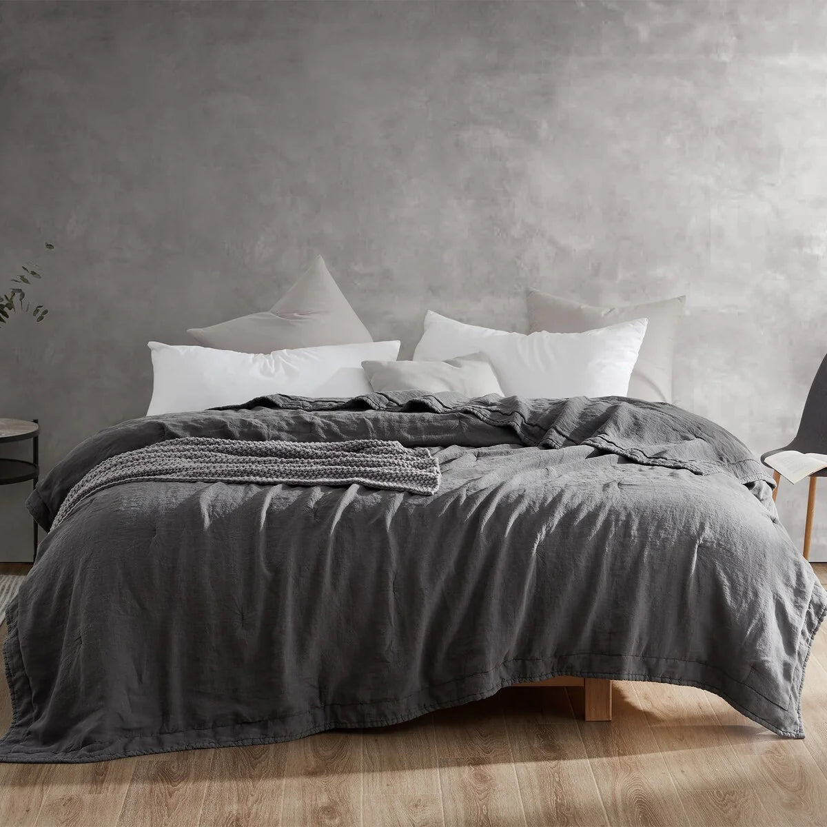Dark Sky Reserve? - Portugal Made 100% Linen Oversized Comforter - Charcoal Gray