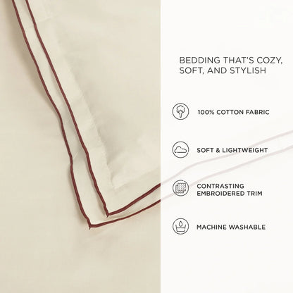 Lush Decor Hampton Double Flange Embroidered Contrast Edge Comforter 3 Pieces Set