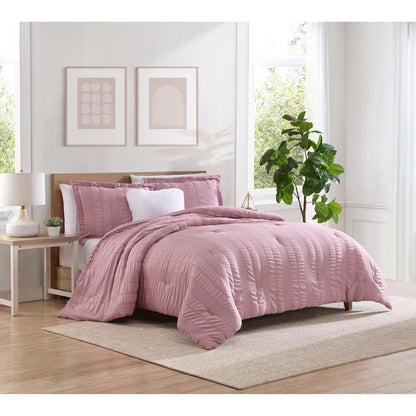 CEDAR COURT Morgan Textured Seersucker Stripe Soft Polyester Seersucker Comforter Set