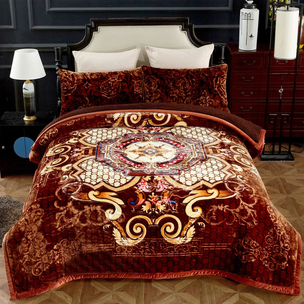 Ultra Plush Printed 3-piece Sherpa Borrego Comforter Set