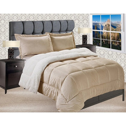 Elegant Comfort Reversible Sherpa Micro-Suede 3-Piece Comforter Set