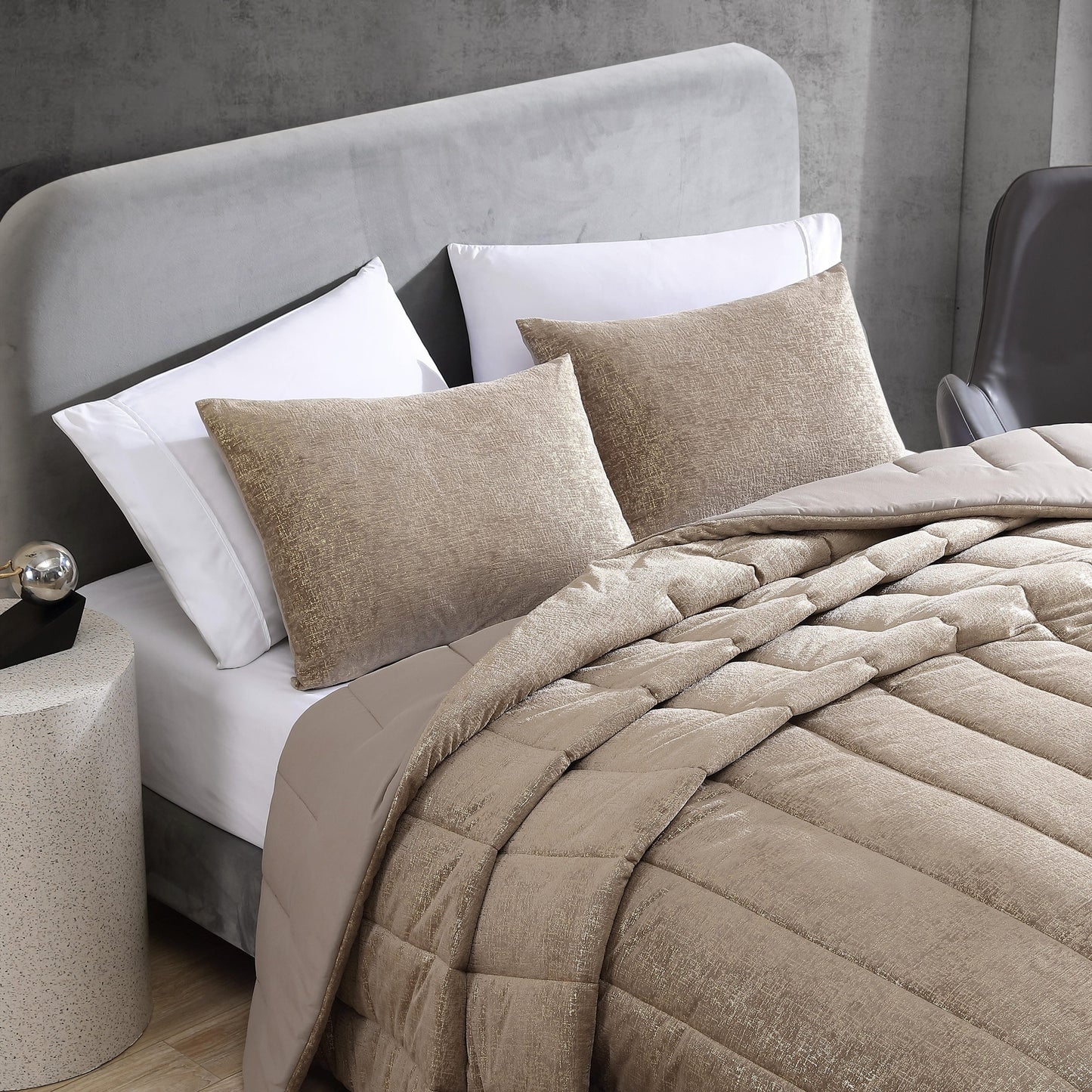 Kenneth Cole Banks Velvet Metallic Reversible Comforter Set