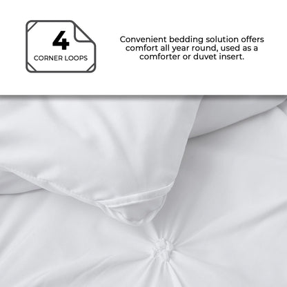 3 Piece Pintuck Pinch Pleat Comforter Set, Bedding Set for All Season, White