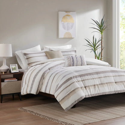 Madison Park Langley 5 Piece Clipped Jacquard Comforter Set