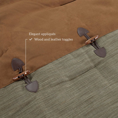 Paseo Road Highland Lodge Olive Brown Rustic Bedding 5 Piece Comforter Set with Bed Skirt, Shams, & Accent Pillow