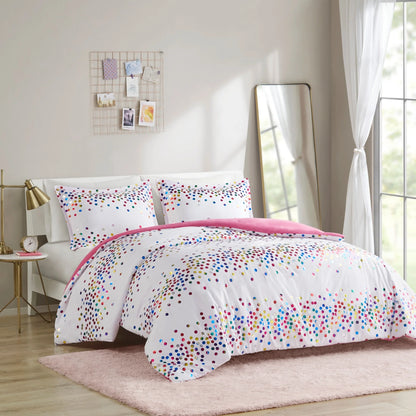 Intelligent Design Cora Rainbow Iridescent Metallic Dot Comforter Set