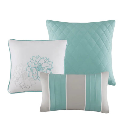 Madison Park Brianna Aqua Cotton Comforter Set