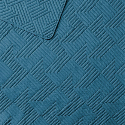 Garment Wash Grid Stitched Ultra Soft Microfiber 3-Piece Quilt Set