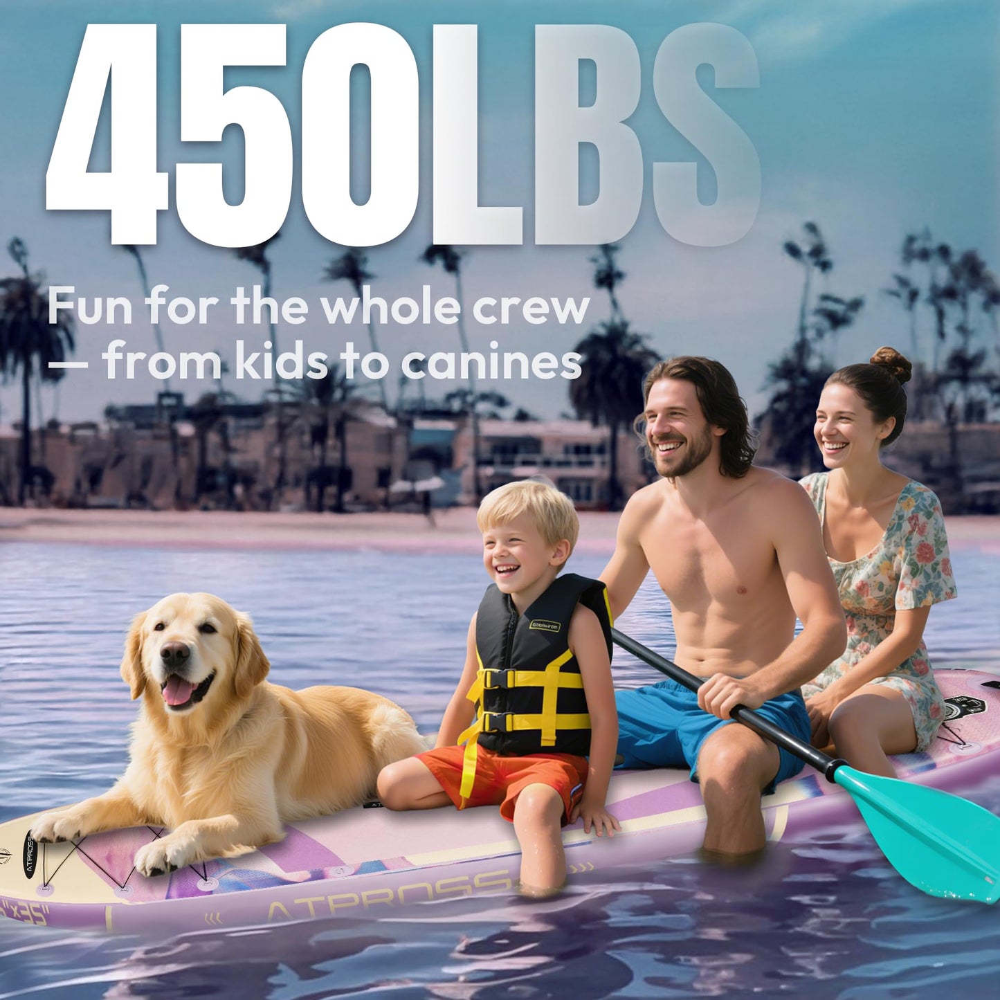 11'6"x35" Inflatable Stand Up Paddle Board 450LBS Weight Capacity Extra Wide Non-Slip Stable Deck Adult SUP,Premium Accessories Kit & Backpackfor Yoga, Fishing, Surf