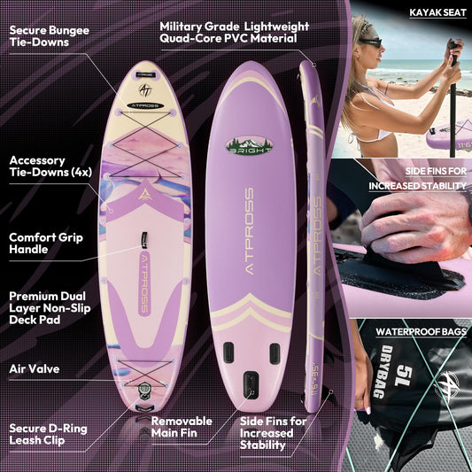 11'6"x35" Inflatable Stand Up Paddle Board 450LBS Weight Capacity Extra Wide Non-Slip Stable Deck Adult SUP,Premium Accessories Kit & Backpackfor Yoga, Fishing, Surf