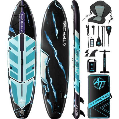 11'6"x35" Inflatable Stand Up Paddle Board 450LBS Weight Capacity Extra Wide Non-Slip Stable Deck Adult SUP,Premium Accessories Kit & Backpackfor Yoga, Fishing, Surf